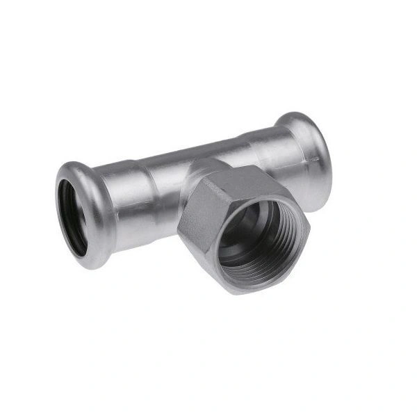Тройник Inox press 42х1/2"х42 нерж. KAN-Therm